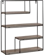 STILISTA Nástenná polica, tm. drevo, 40 x 49,5 x 11,5 cm