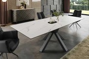 Rozkladací keramický jedálenský stôl Bergamo 160-200cm mramorová biela