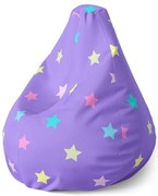 Sedací vak Pear hviezdy na fialovej - detský, fialová