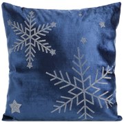 VIANOČNÁ DEKORAČNÁ OBLIEČKA NA VANKÚŠ ROYAL2 45X45 CM TMAVOMODRÁ