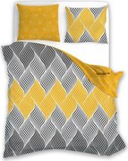 Bavlnené obliečky ELEGANT Ornaments - šedé / žlté - 220x200 cm