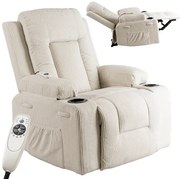 Masážne polohovateľné kreslo ARIEN bežový menšester - vintino.sk