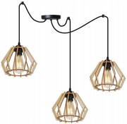Závesné svietidlo Timber Spider, 3x drevené tienidlo