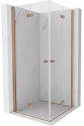 Mexen Mist-F Duo, skladací sprchový kút 70 x 70 cm, priehľadný, brúsená meď - 8A6-070L-070P-65-00