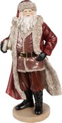 Vianočné dekorácie socha Santa v červenom kabátiku a knihami - 18*14*33 cm