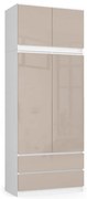 Skriňa s nadstavcom S 90 cm 2D 2SZ CLP cappuccino, lesk
