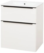 Mereo Mereo, Mailo, kúpeľňová skrinka s keramickým umývadlom 61 cm, čierne madlo, MER-CN540B