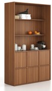 Kancelárska skriňa FRAME, 6x dvere, 2x polica, 1299 x 450 x 2162 mm, PUSH-lock, orech