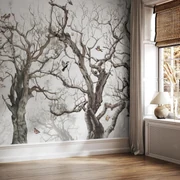 Fototapeta - Vtáčiky na stromoch (147x102 cm)