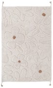 Krémový umývateľný ručne tkaný bavlnený detský koberec 120x180 cm Gentle Flora – Nattiot