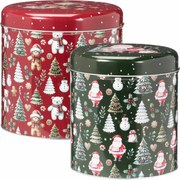 Súprava 2 vianočných plechových dóz Teddies