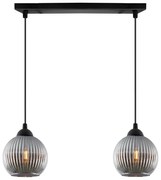 Závesné svietidlo Riffle Round, 2x grafitové sklenené tienidlo