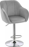 LuxuryForm DESIGN Barová stolička AVOLA VELUR na striebornom tanieri - svetlo šedá