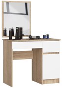 Kozmetický stolík so zrkadlom P-2/SL dub sonoma/biela pravý