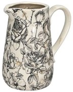 Krémový keramický džbán s čiernymi ružami Rossa M - 17*11*18 cm