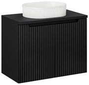 Závěsná skříňka Nova Black I s deskou a umyvadlem 80 cm černá/bílá