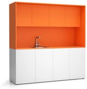 Kuchynka NIKA s drezom a batériou 1963 x 600 x 2000 mm, oranžová, ľavé