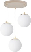 Závesné svietidlo Florence, 3x biele sklenené tienidlo, g/be, o