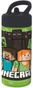 Športová fľaša na pitie Minecraft so slamkou a nekvapkajúcim (anti-drip) uzáverom - objem 410 ml