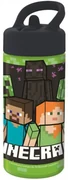 Športová fľaša na pitie Minecraft so slamkou a nekvapkajúcim (anti-drip) uzáverom - objem 410 ml