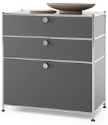 Kovová komoda »CN3« s 3 zásuvkami, sivá