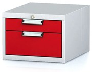 Alfa 3 Závesný dielenský box na náradie k pracovným stolom MECHANIC, 2 zásuvky, 480 x 600 x 351 mm, červené dvere