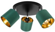 Stropné svietidlo Gama, 3x zelené textilné tienidlo, (možnosť polohovania), o