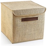 Svetlohnedý úložný box s vekom z juty 30x30x30 cm – Mioli Decor