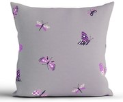 Bavlnená obliečka na vankúš Renforcé 40 × 40 cm - Motýliky tmavo sivé