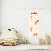 PIPPER. Textilná nálepka na stenu "Detský meter s menom - Dúha"