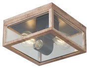 Priemyselné stropné svietidlo s drevenou potlačou IP44 2-Lights - Charlois
