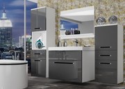 Kúpeľňový nábytok Belini šedý lesk + umývadlo + zrkadlo  ROD P 5/0/W/S/0/ZW