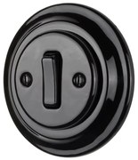 Bohemia-Design - Porcelánový retro jednopólový vypínač s rámikom č. 1 čierna