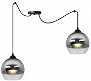 Závesné svietidlo Bergen Spider, 2x chrómové/transparentné sklenené tienidlo (fi 15cm)