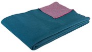Fialovo-zelený bavlnený pléd Hübsch Cozy, 130 x 200 cm