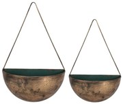 2ks medený antik nástenný drřák na kvety - 24*12*37 / 20*10*32 cm