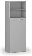 Kombinovaná kancelárska skriňa PRIMO GRAY, dvere na 4 poschodia, 800 x 420 x 2128 mm, sivá