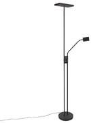 Moderná stojaca lampa čierna vrátane LED a stmievača s lampou na čítanie - Jazzy