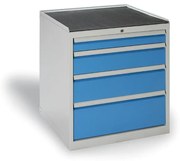 Dielenská zásuvková skriňa nízka na náradie KOVOS, 4 zásuvky, 720 x 700 x 840 mm