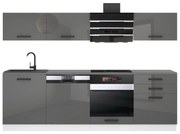 Kuchynská linka Belini Premium Full Version 240 cm šedý lesk s pracovnou doskou  LINDA