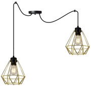 Závesné svietidlo Fusion Spider, 2x zlaté drôtené tienidlo