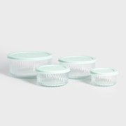 Sada sklenených nádob SCATOLA priesvitná s pistáciovým viečkom 744426 (4 ks)