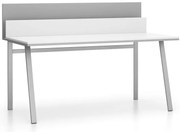PLAN Kancelársky písací stôl SINGLE LAYERS s prepážkami, biela/sivá