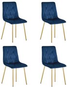 Set štyroch jedálenských stoličiek LIBRA zamatové, granátové / zlaté nohy (4 ks)