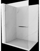 Mexen Kioto+ L sprchová stena s poličkou Walk-in 50 x 200 cm, priehľadná, chróm - 800-050-123-01-00