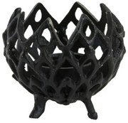 Čierny antik kovový dierovaný svietnik Siam S - Ø10*9 cm