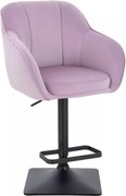 LuxuryForm DESIGN Barová stolička AVOLA VELUR na čiernej hranatej podstave - levanduľa