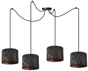 Závesné svietidlo Werona Spider, 4x čierne textilné tienidlo so vzorom, c