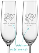 Svadobné poháre na sekt Veselí novomanželia, 2 ks