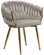 Jedálenské kreslo, sivohnedá Taupe Velvet látka/gold chróm zlatý, DEILA